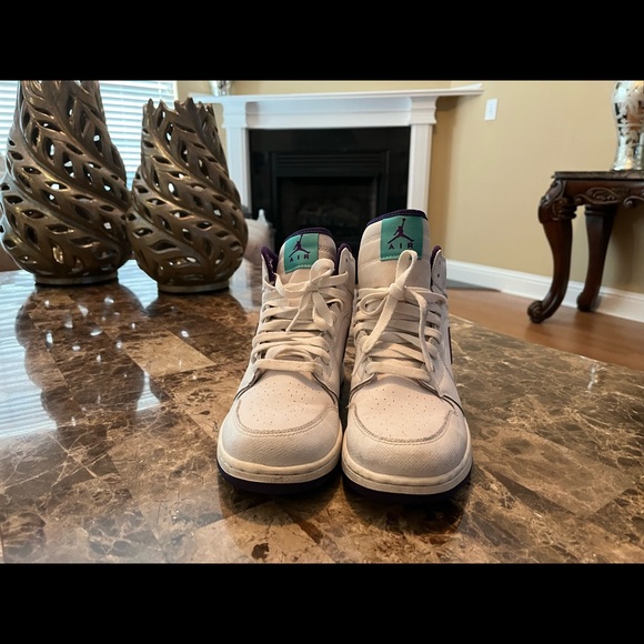 White, purple & turquoise Nike Air Jordan’s Sneakers - Picture 5 of 6